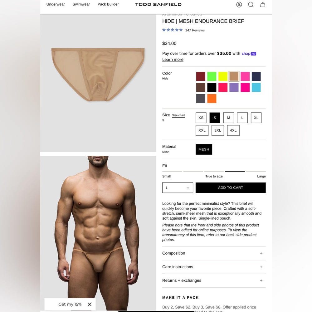 Todd Sanfield, Tan, Mesh Brief